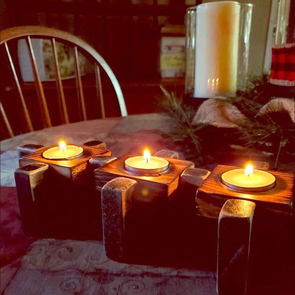 Rustic primitive tealight Candleholder